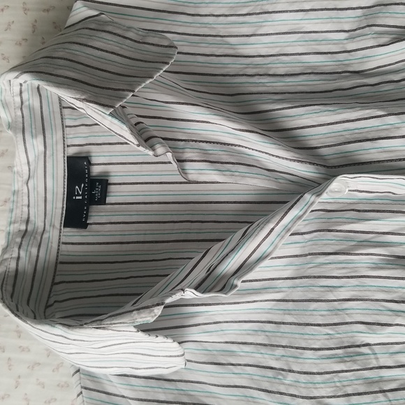 Striped White Collared Button Down Blouse - Picture 3 of 7